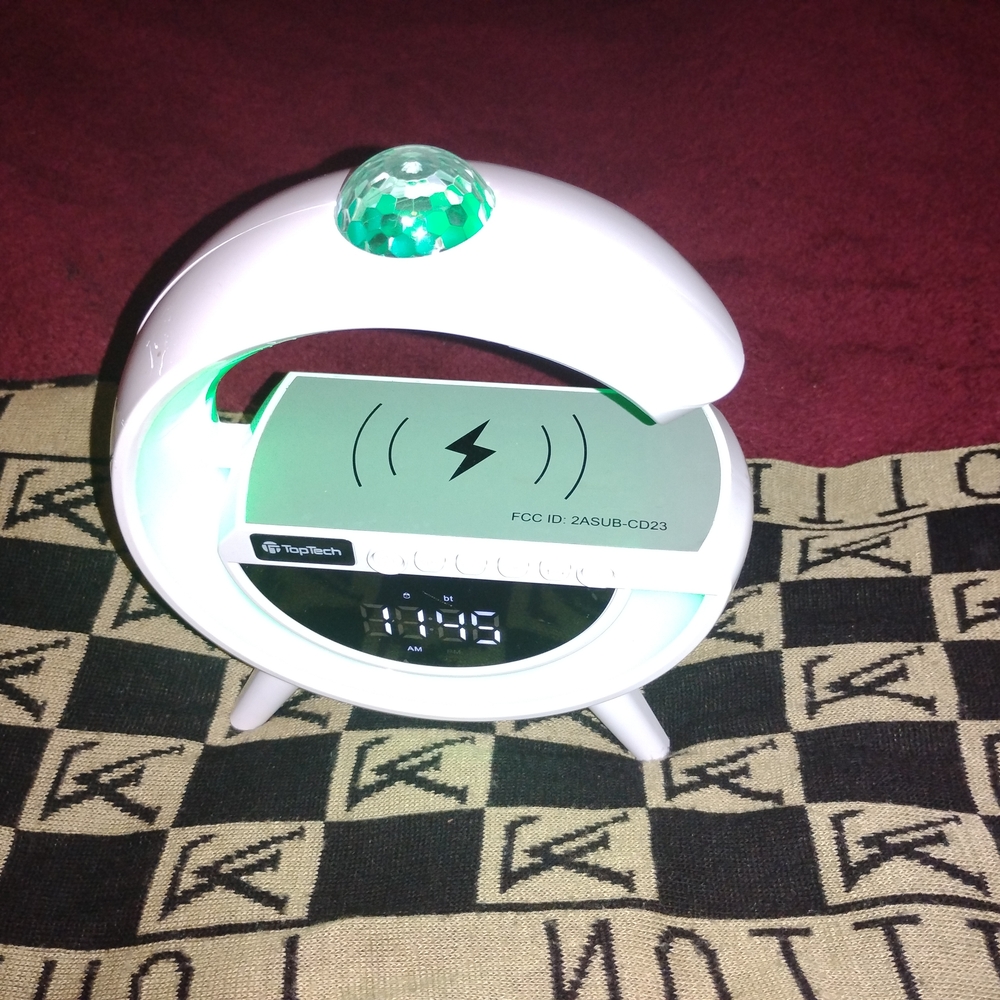 White Wireless Charging Alarm Clock by
